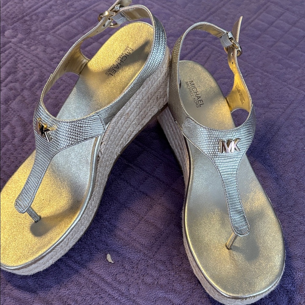 Michael Kors Metallic Gold Wedge Sandals